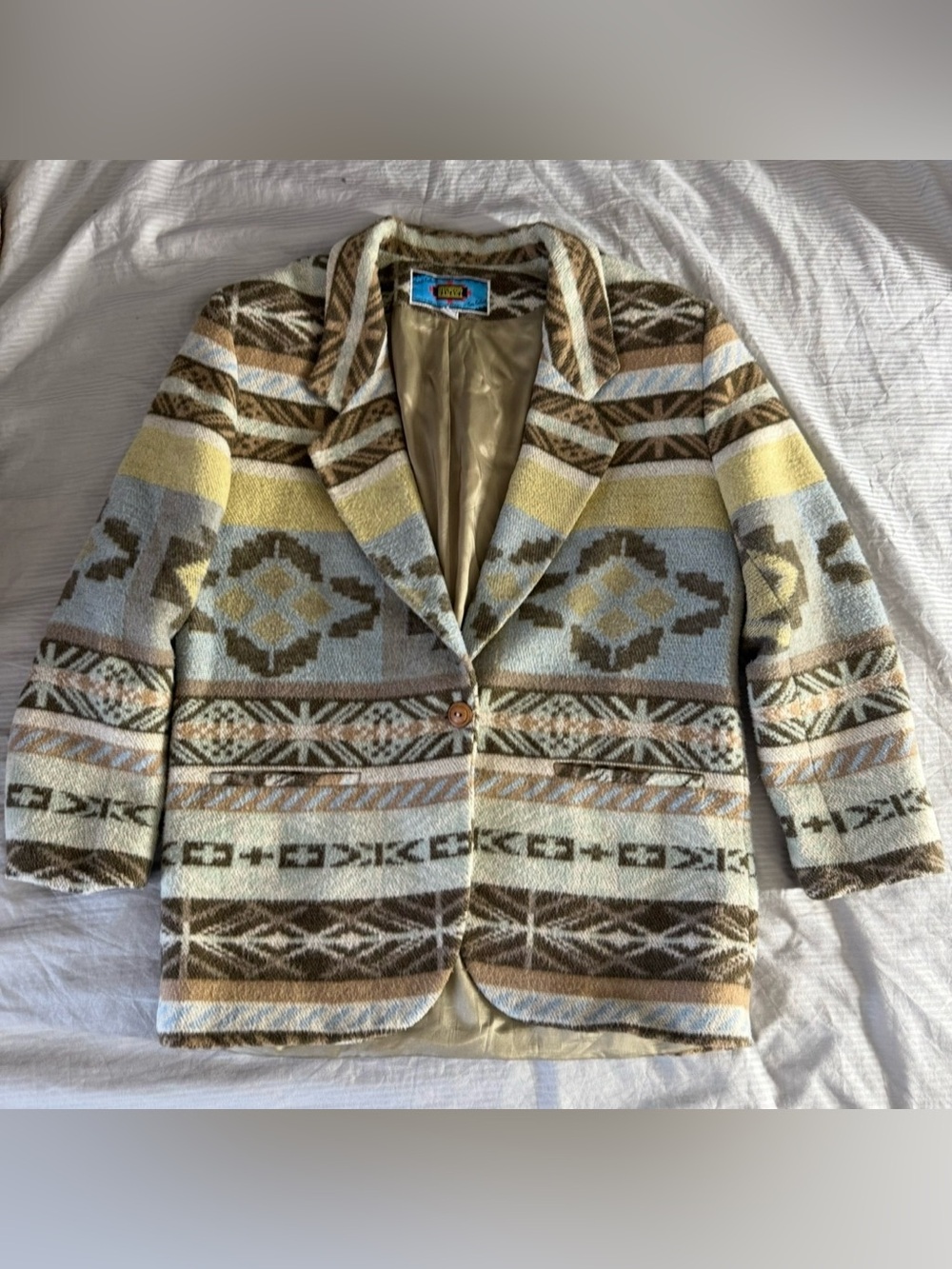 VTG USA 80s Maurizio Ramani Navajo Tribal Southwest Blazer Jacket Women L Wool